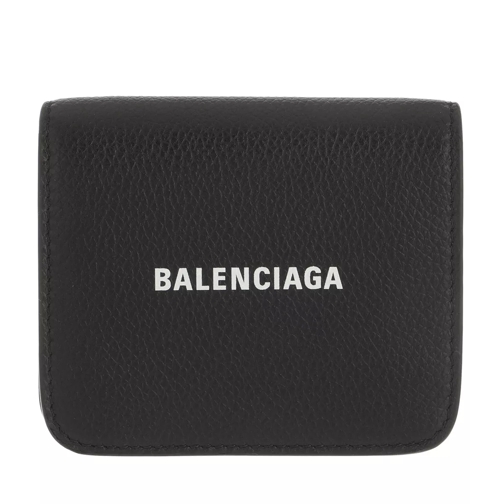 Balenciaga Flap Cash Card Holder Black White Portemonnaie mit Überschlag