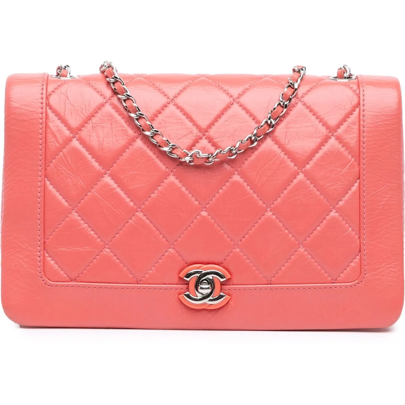 Chanel Schultertasche Crumpled Calfskin Bi Quilted Vintage Full Flap rose