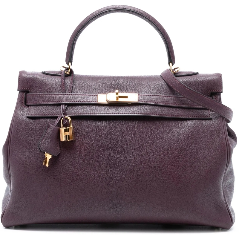 Hermès Schultertasche Chevre Mysore Kelly II Retourne 35 lila
