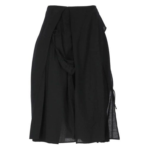 Yohji Yamamoto Midi Rokken Black Wool Skirt Black