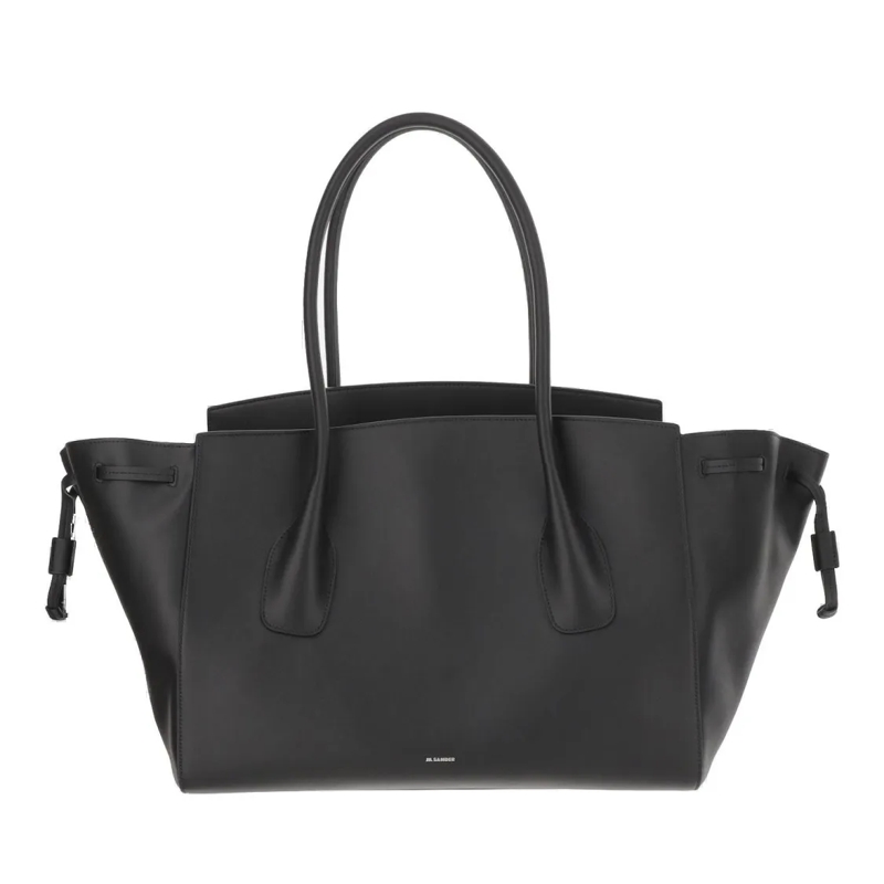 Jil Sander Fourre-tout Structured Leather Shoulder Bag Black
