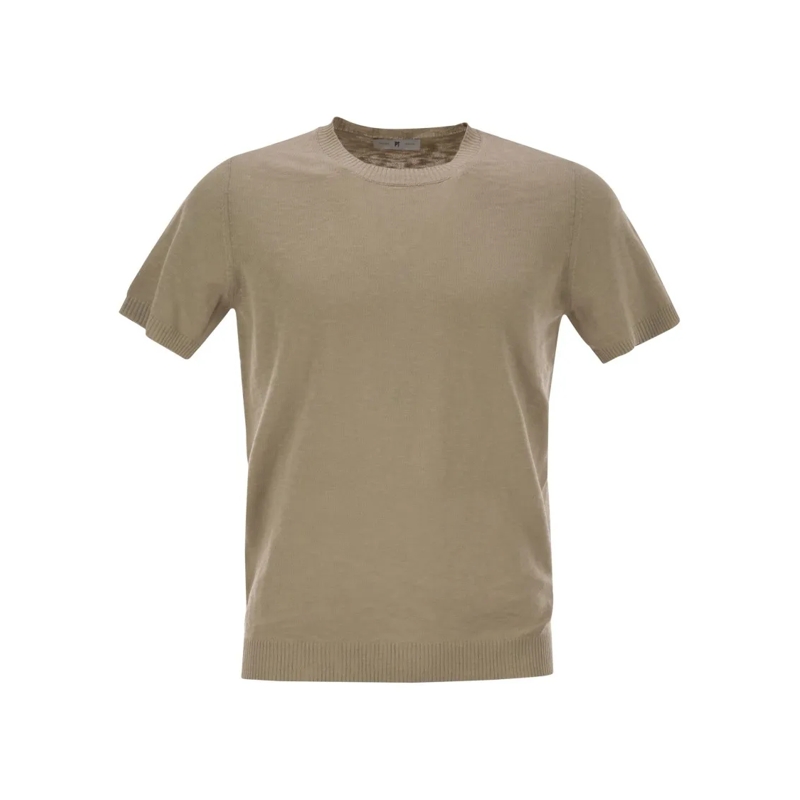Pt Torino Pull Crew-Neck Short-Sleeved Cotton Jersey Brown