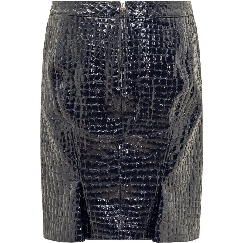 Tom Ford Midirock Gonna in Pelle Goffrata a Coccodrillo schwarz(Image 2)