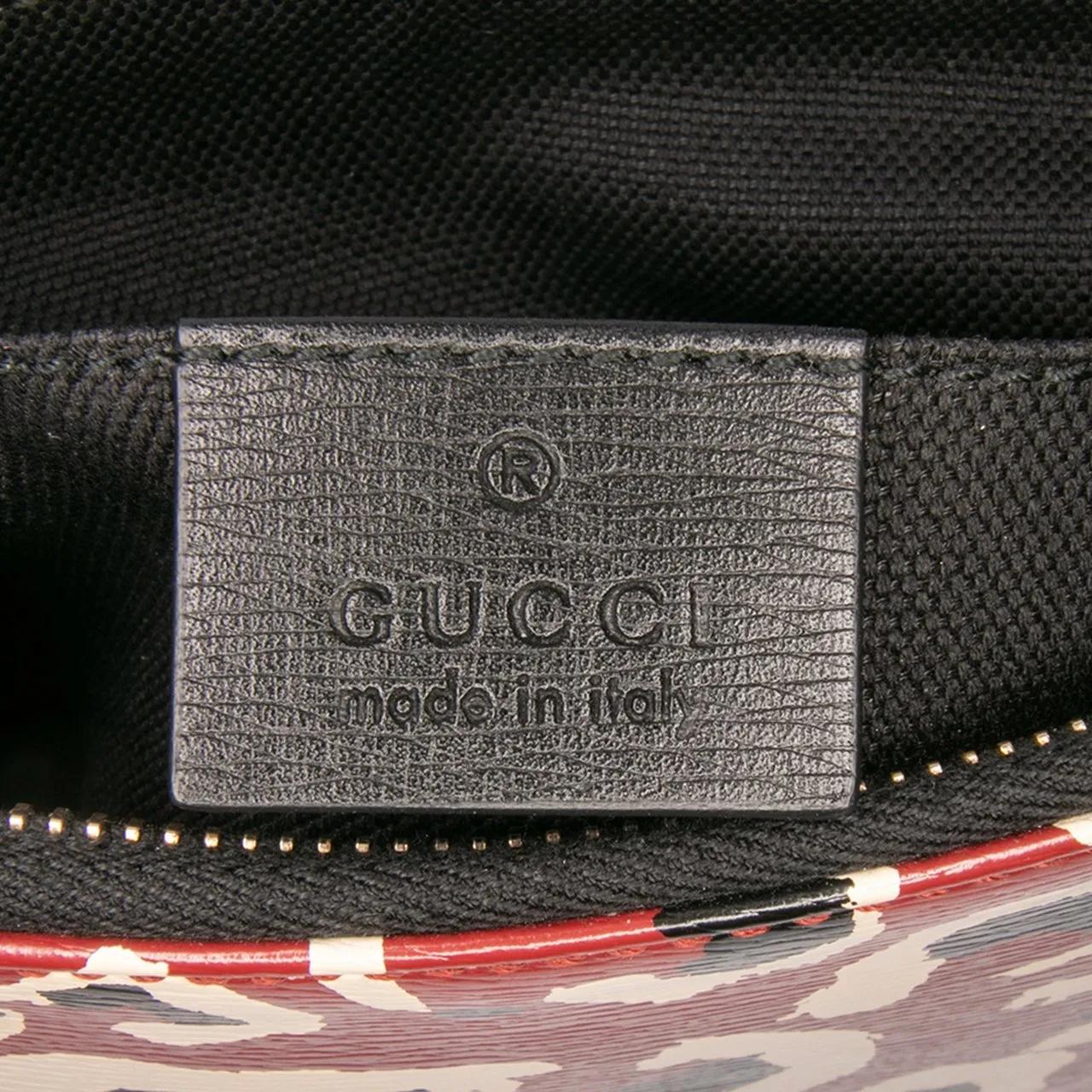 Thumbnail - Gucci Clutches - Leopard Print Leather Bamboo Clutch - Gr. unisize - in Rot - für Damen