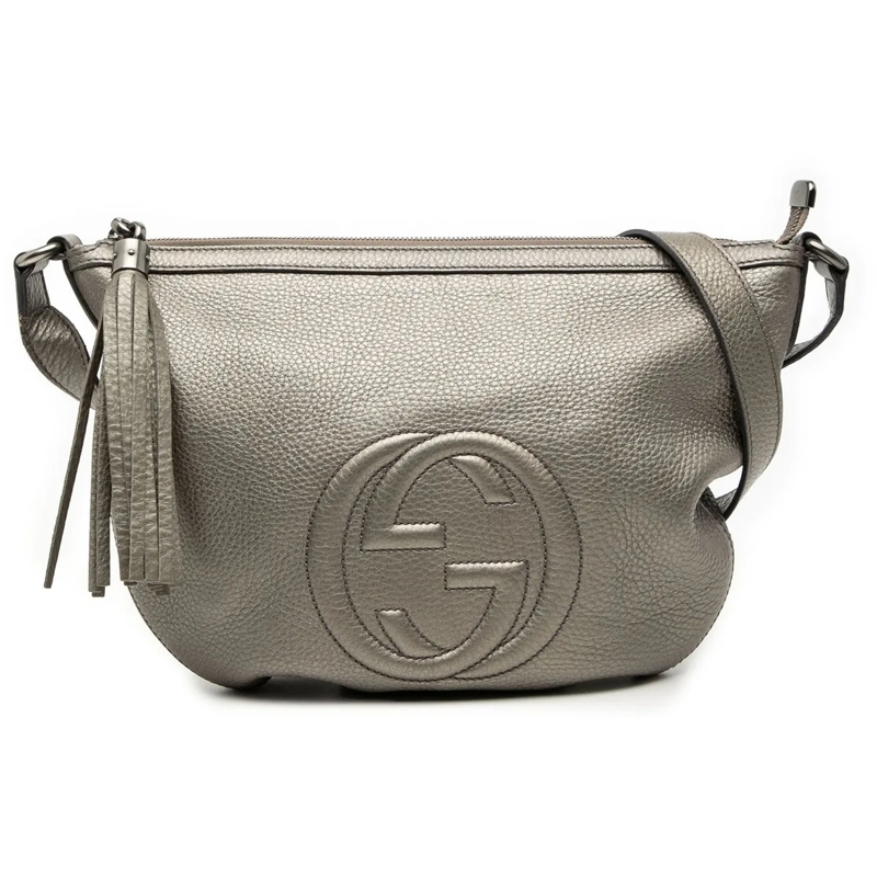Gucci Schultertasche Leather Soho Crossbody silber