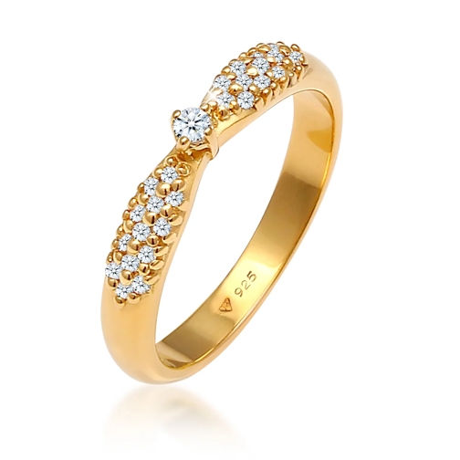 Elli Ring Verlobung Glamour Diamant (0.16 ct) 925 Silbe gold 