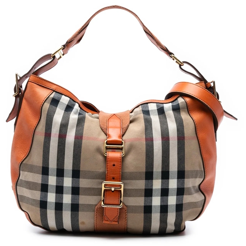 Burberry Sac à bandoulière House Check Canvas Ashwood Hobo braun