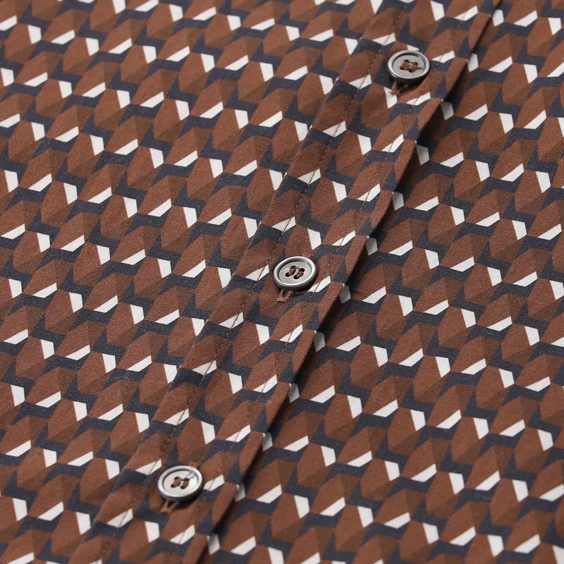 CALIBAN Chemisier Slim-Fit Bluse mit Muster braun(Image 3)