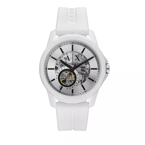 Armani Exchange Automatic White Silicone Watch White Armbandsur med automatiskt urverk