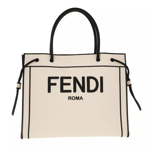 Fendi Roma Logo Shopping Bag Canvas Sand Shopper