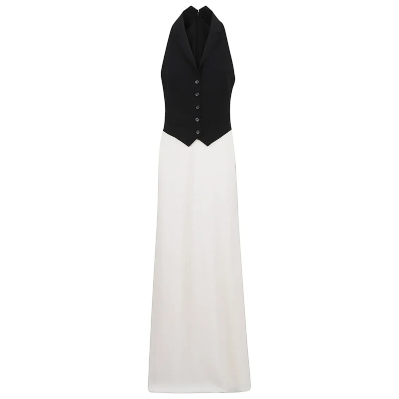 Lauren Ralph Lauren Top Sleeveless Maxi Dress With Deep V-Neckline White