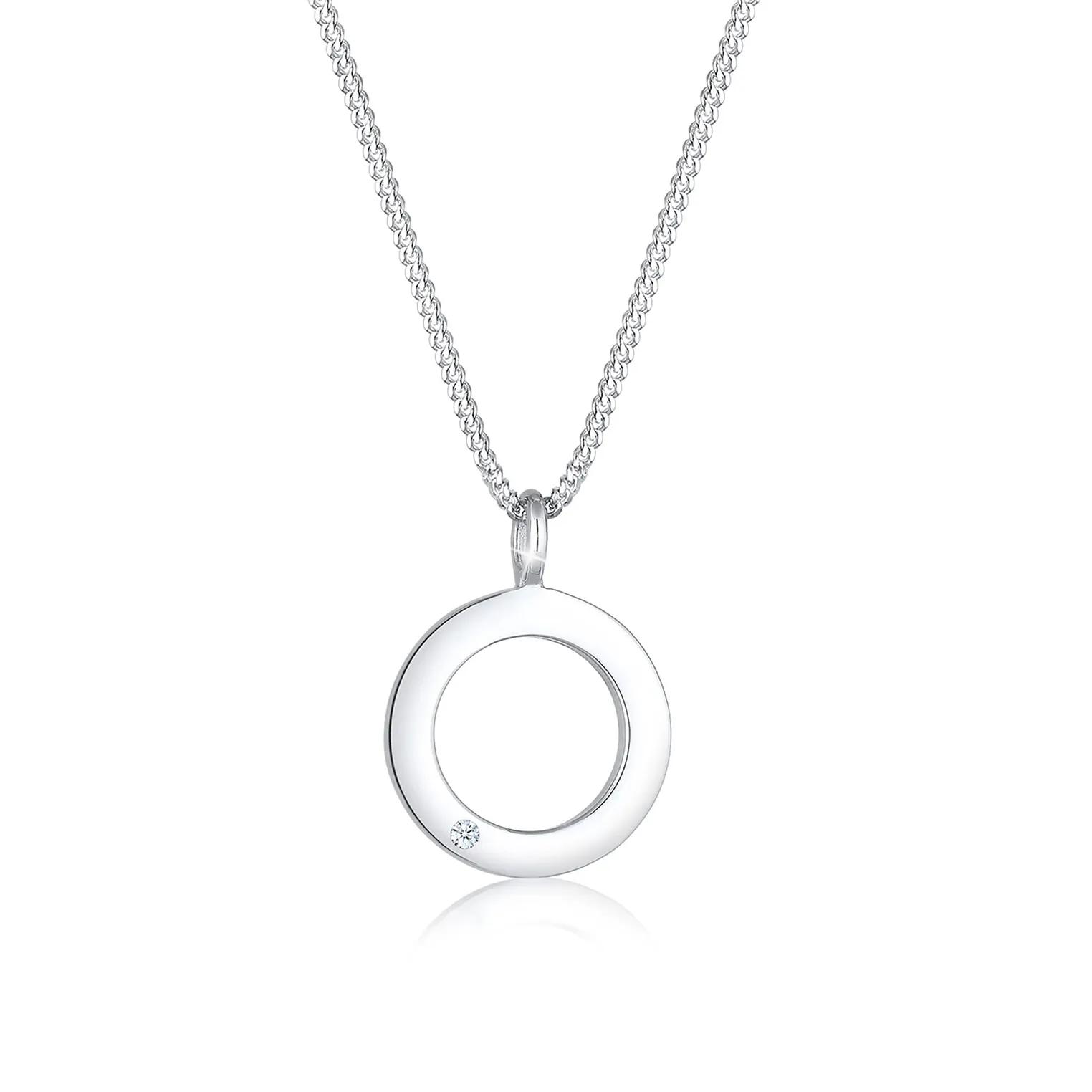 Elli Halsketten - Halskette Kreis Unendlichkeit Diamant (0.015 ct) 9 - Gr. unisize - in Silber - für Damen