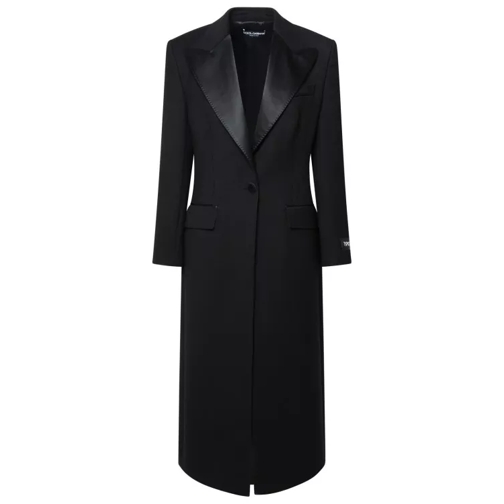 Dolce&Gabbana Black Virgin Wool Blend Coat Black 