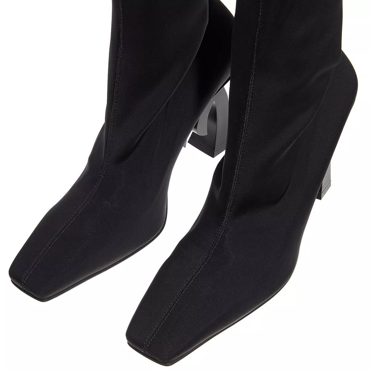 ロングブーツ PALM ANGELS Black Leather Ankle Boots fd317eb82ed776027b78425416d967