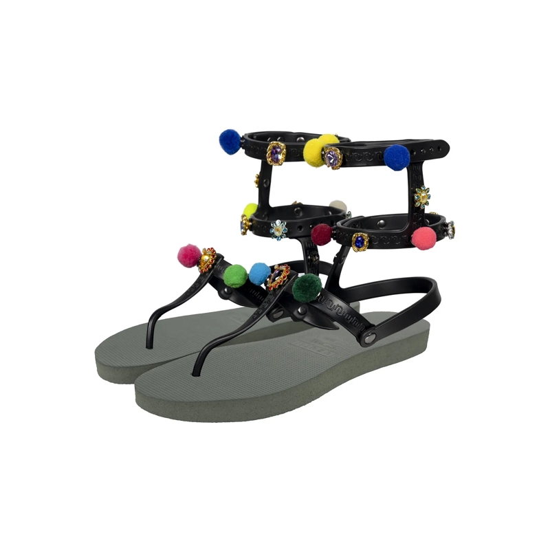 UZURII Flip Flops Zehentrenner Mondriaan Colorful Black dunkel-grün(Image 2)