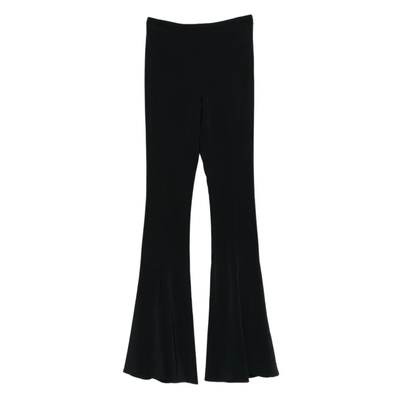 Amen  High-Waisted Stretch Viscose Flared Trousers Black