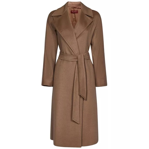 Max Mara Brown Long Robe-Style Coat Brown 