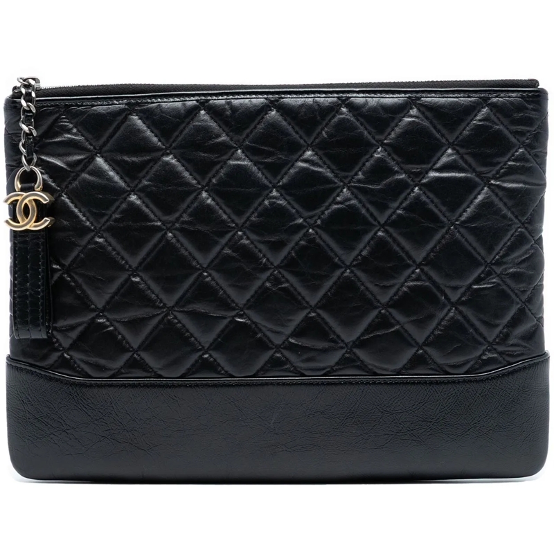 Chanel Clutch Medium Aged Calfskin Gabrielle O Case Clutch schwarz