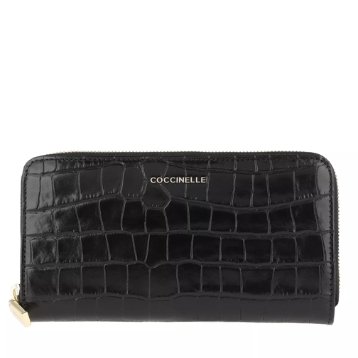 Coccinelle Metallic Croco Shiny Soft Noir Continental Wallet-plånbok