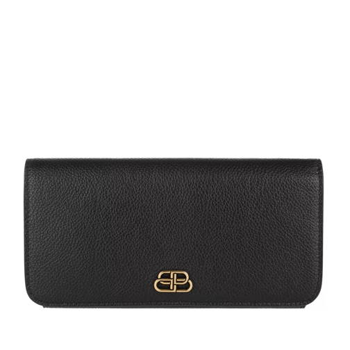 Balenciaga BB Thin Money Wallet Leather Black Flap Wallet