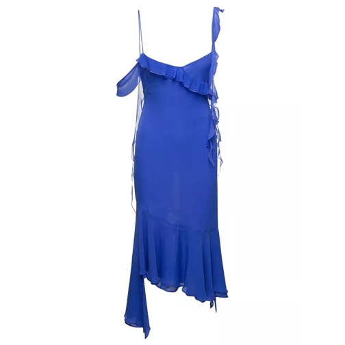 Andamane Asymmetric Miranda Midi Dress With Ruffle-Detailin Blue 