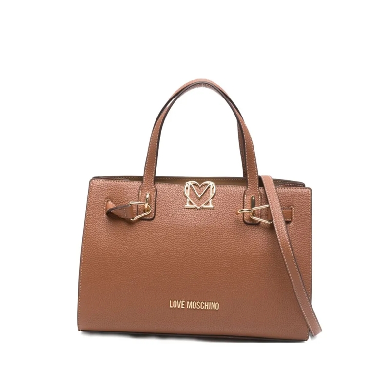 Love Moschino Tote Structured Brown Shopper Bag With Dual Handles And Brown