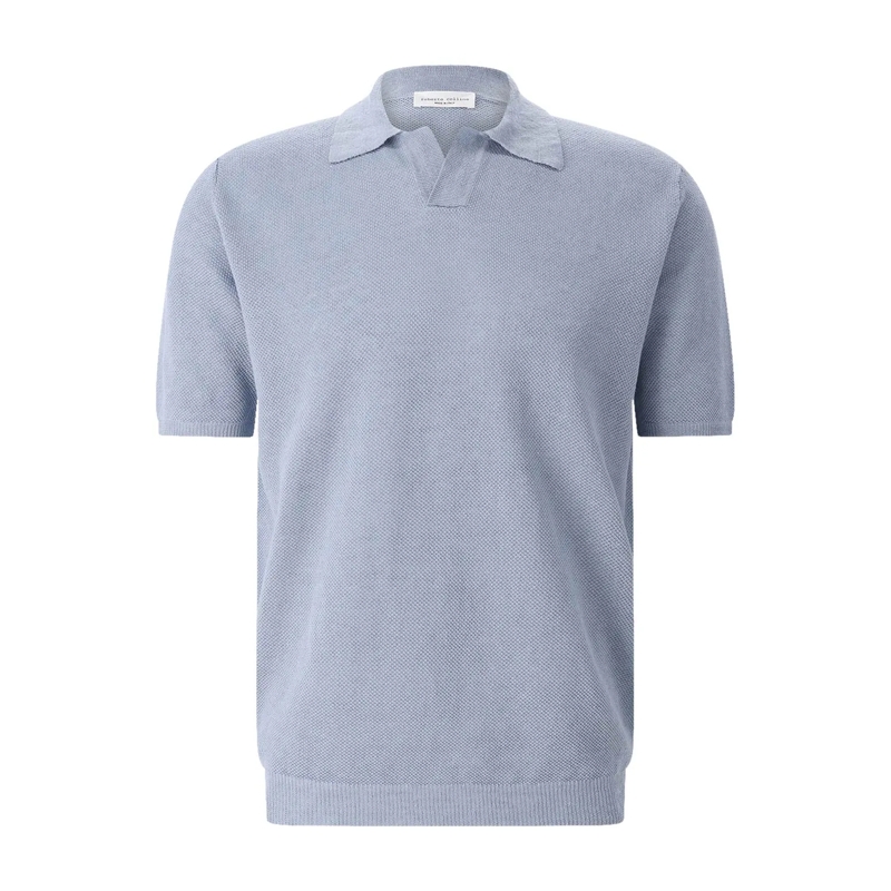 Roberto Collina Polo Poloshirt aus Leinen blau