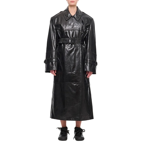 Sportmax Trenchcoat Alfeo Leather Trench Coat Black