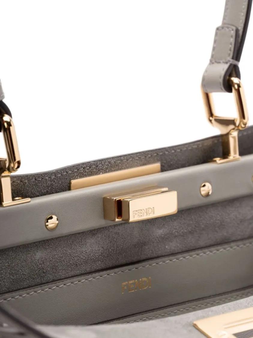 Fendi Hobo bags Structured Handbag With Versatile Top Handle in grijs
