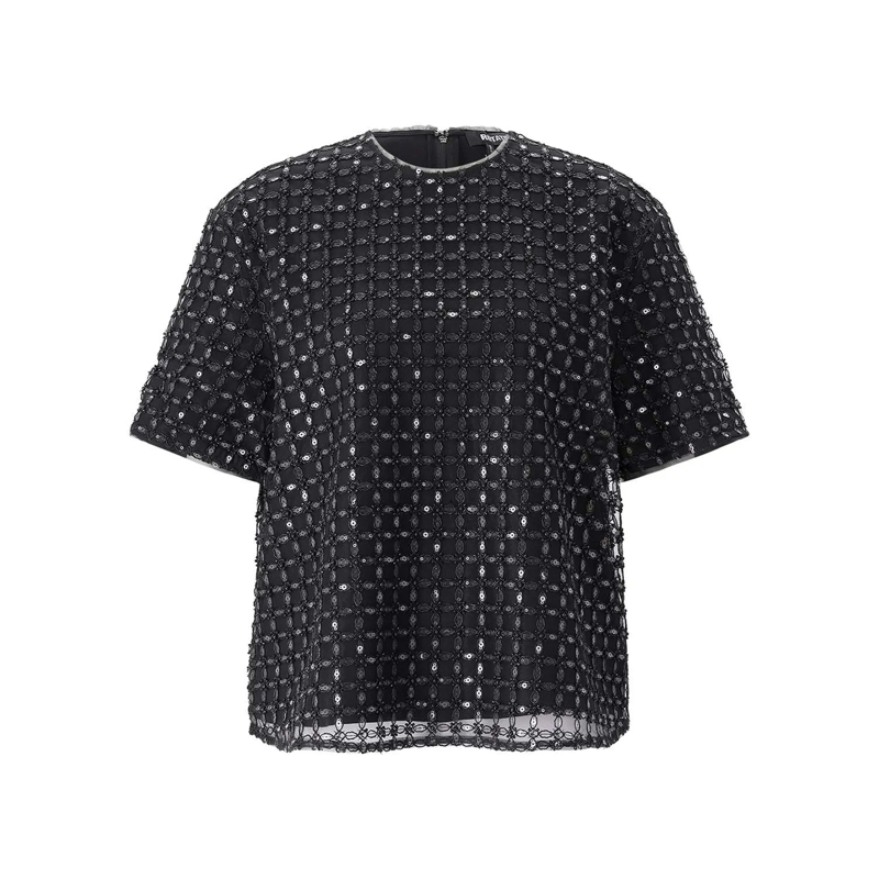 Rotate T-Shirt Shirt mit Pailletten schwarz