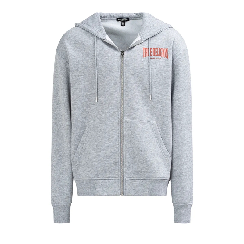 True Religion Sweatshirt Zip-Hoodie- Zip-Hoodie- Logo-Print auf Rückseit grau