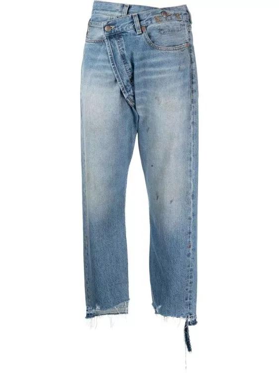 R13 - Off-Centre Distressed Denim Trousers - Größe 27 - blue