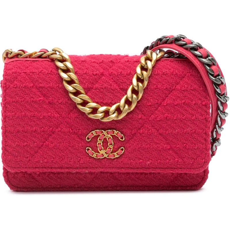 Chanel Schultertasche Tweed 19 Wallet On Chain rose
