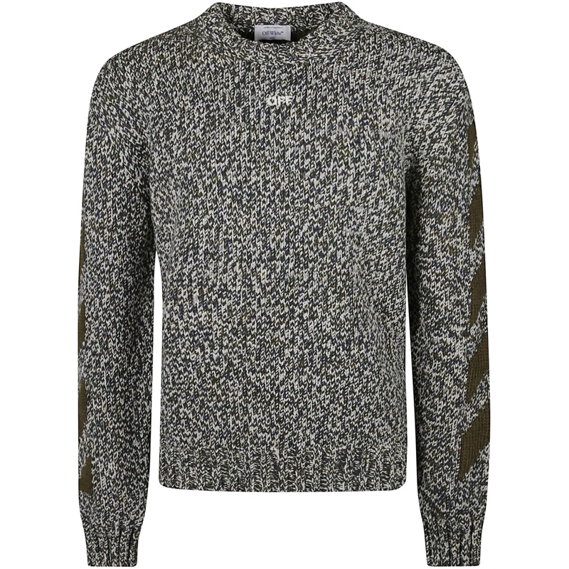 Off-White  Diag Arrow Mouline` Sweater Grey grau