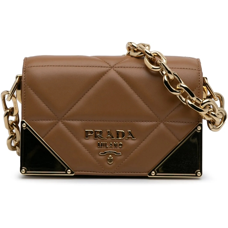 Prada Schultertasche Nappa Stitched Satchel braun