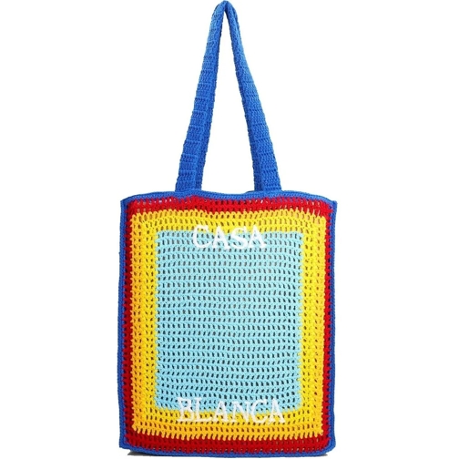 Casablanca Schultertasche Casablanca Logo Cotton Crochet Tote Bag blau