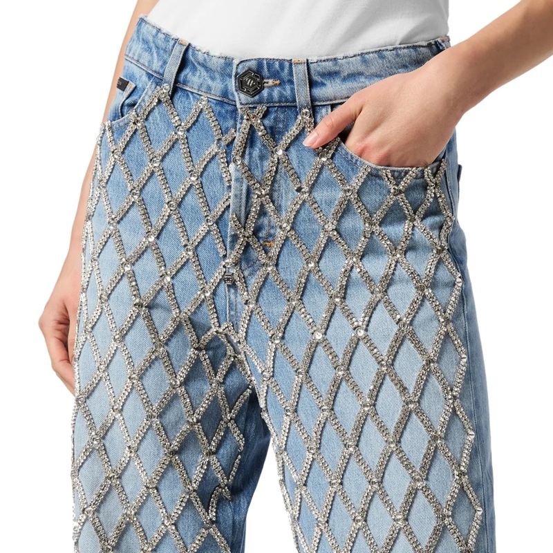 Philipp Plein Jeans Skater-Passform Crystal Verziert jeansblau(Image 5)