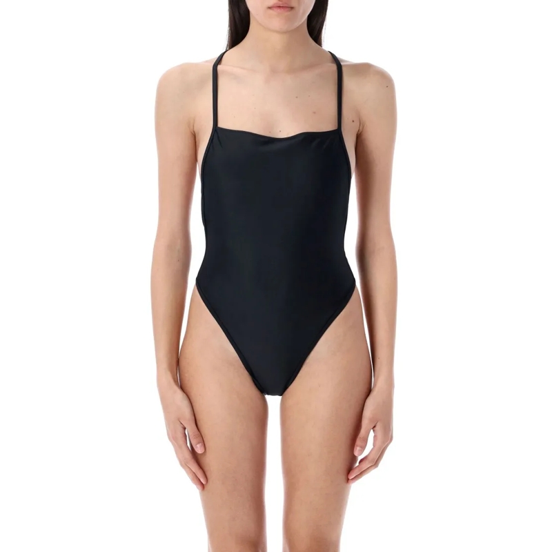 Marine Serre  One-Piece Swimwear With Crisscross Back Detail Black