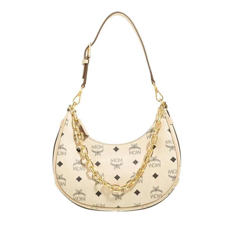 MCM Hobo Bag Aren Vi Hobo Sml I8 Beige+Black