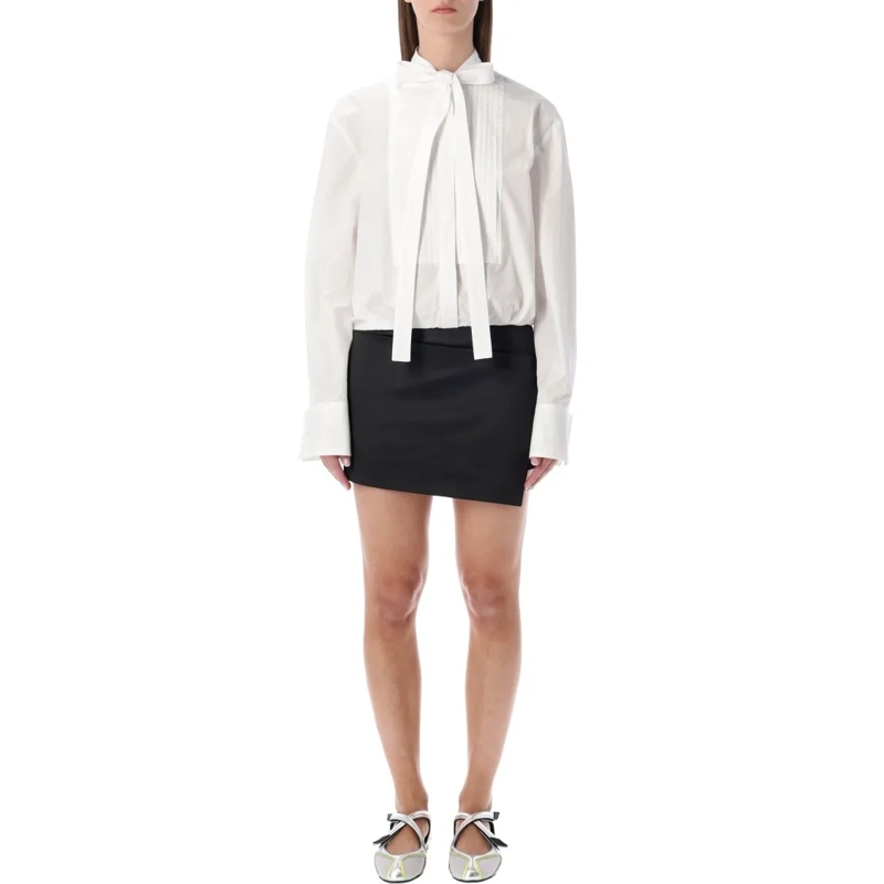 The Attico Minikleid Black And White Mini Dress White