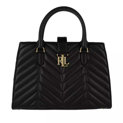Lauren Ralph Lauren Quilted Brigitte Satchel Bag Black Rymlig shoppingväska