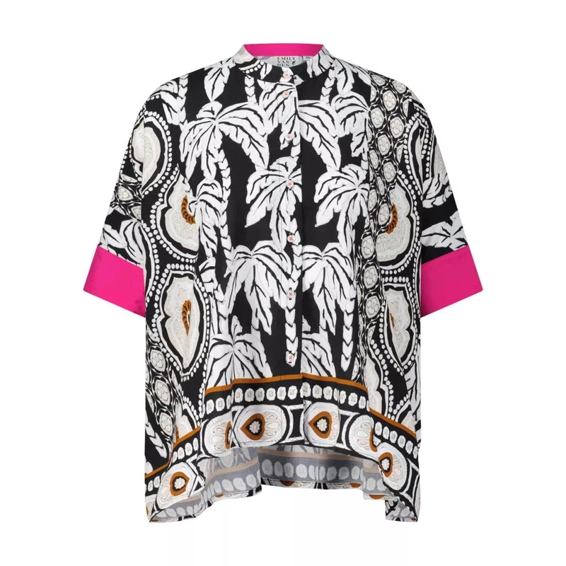 Emily can den Bergh  Blusenshirt mit farblichen Akzenten Schwarz