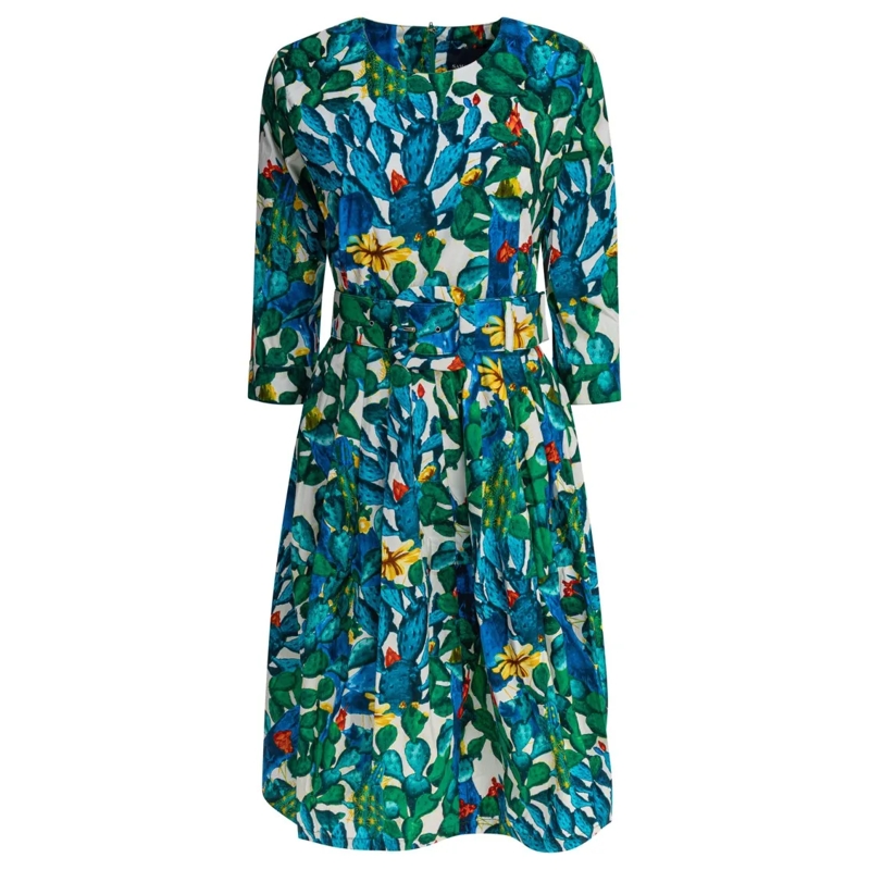 Samantha Sung Minikleid Botanical Print Dress With Belted Waist Multicolor