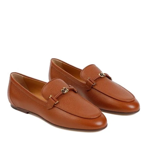 Tod's Brandy Brown Grained Leather Loafers Brown Mocassin