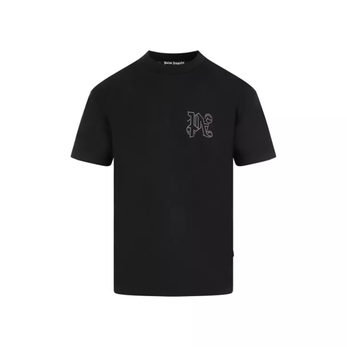 Palm Angels  Black Cotton Monogram Studded Classic T-Shirt Black