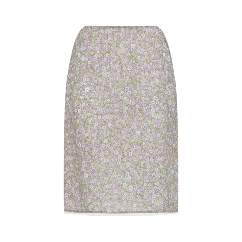 Prada Midirok Knee-Length Floral Print Midi Skirt Multicolor