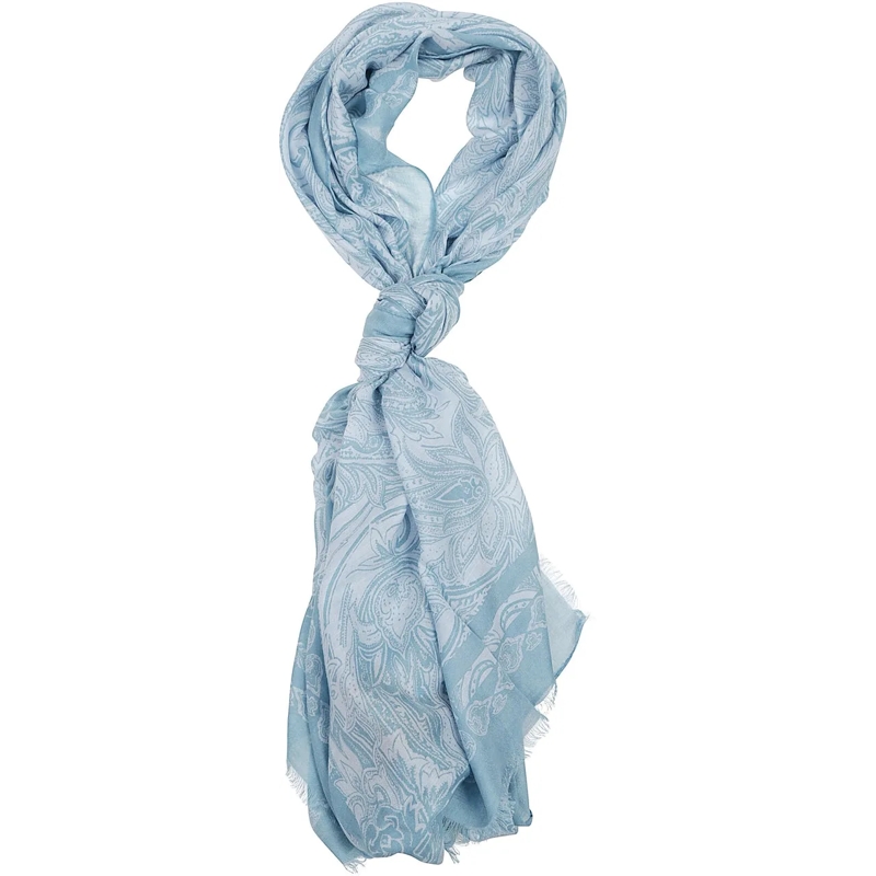 Etro Écharpe en laine Scarf Blue blau