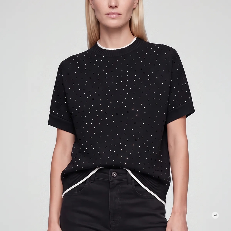 Marc Aurel Pullover Pullover mit Strass schwarz(Image 3)