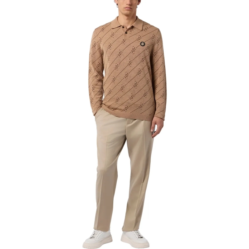 BILLIONAIRE Top Polo Longsleeve All-Over Bb beige(Image 4)