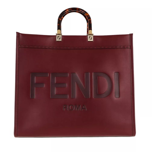 Fendi Sunshine Logo Shopping Bag Leather Burgundy Shopper